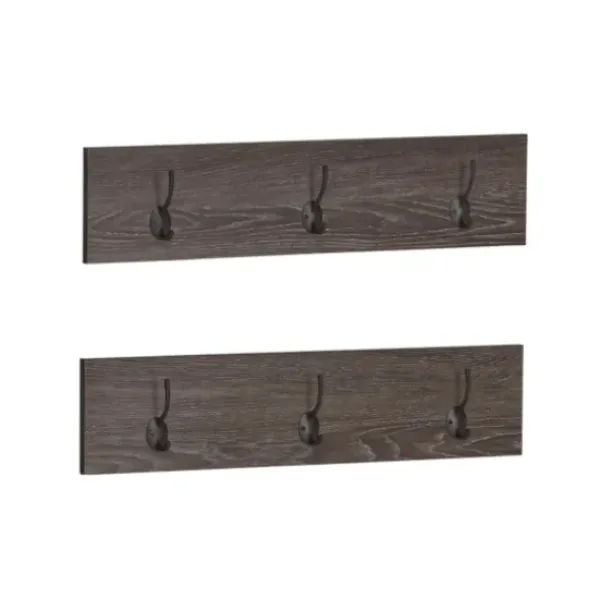 Hooks-Kirkland's Home Dark Brown Wooden 3-Hook Coat Racks, Set Of 2