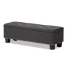 Entryway Furniture-Kirkland's Home Dark Button-Tufted Upholstered Storage Bench Gray