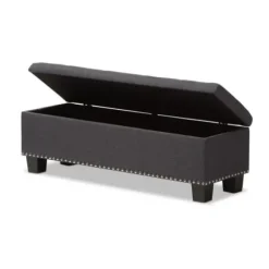 Entryway Furniture-Kirkland's Home Dark Button-Tufted Upholstered Storage Bench Gray