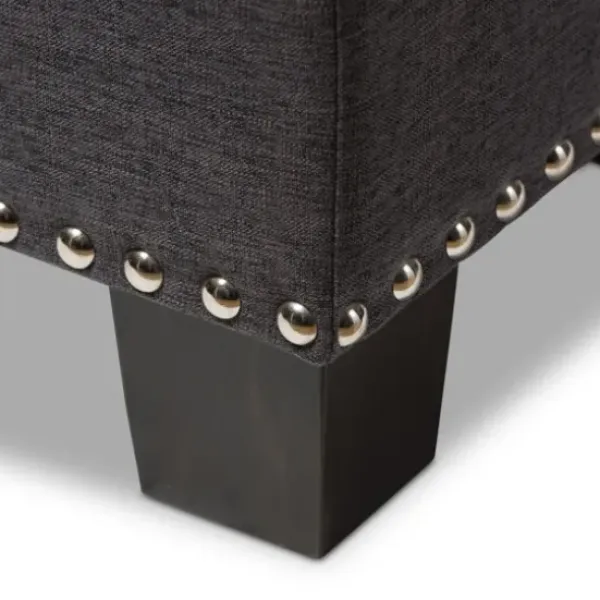 Entryway Furniture-Kirkland's Home Dark Button-Tufted Upholstered Storage Bench Gray
