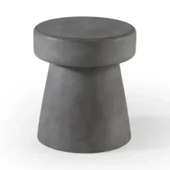 Accent & End Tables-Kirkland's Home Dark Concrete Sculpted Base Accent Table Gray