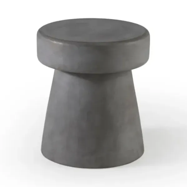 Accent & End Tables-Kirkland's Home Dark Concrete Sculpted Base Accent Table Gray
