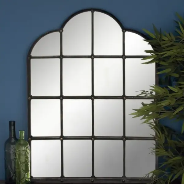 Decorative Mirrors-Kirkland's Home Dark Crown Frame Windowpane Mirror