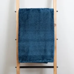 Blankets & Throws-Kirkland's Home Dark Denim Heavenly Plush Bubble Throw Blue