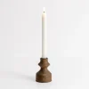 Candle Holders-Kirkland's Home Dark Eucalyptus Wood Taper Candle Holder, 4 In. Brown