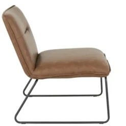 Accent Chairs-Kirkland's Home Dark Faux Leather Sleigh Accent Chair Brown