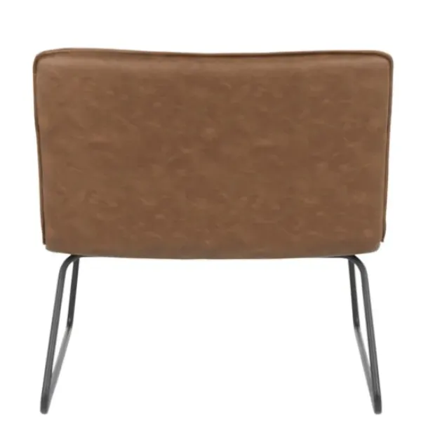 Accent Chairs-Kirkland's Home Dark Faux Leather Sleigh Accent Chair Brown