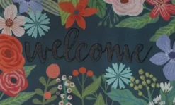 Doormats-Kirkland's Home Dark Floral Welcome Rubber Doormat Multi