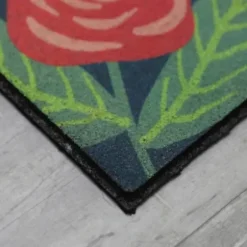 Doormats-Kirkland's Home Dark Floral Welcome Rubber Doormat Multi