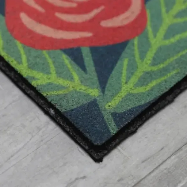 Doormats-Kirkland's Home Dark Floral Welcome Rubber Doormat Multi