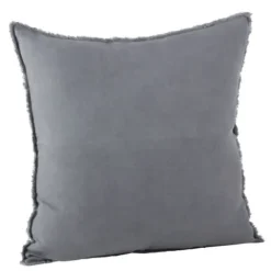 Pillows-Kirkland's Home Dark Fringed Edge Pillow Gray