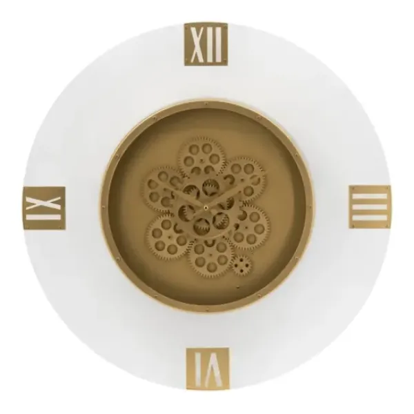 Clocks-Kirkland's Home Dark Gold Exposed Gearwork Wall Clock