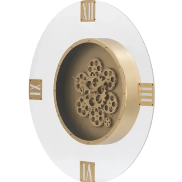 Clocks-Kirkland's Home Dark Gold Exposed Gearwork Wall Clock