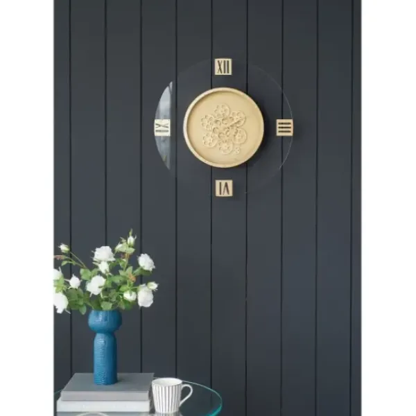 Clocks-Kirkland's Home Dark Gold Exposed Gearwork Wall Clock