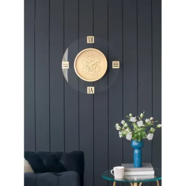 Clocks-Kirkland's Home Dark Gold Exposed Gearwork Wall Clock