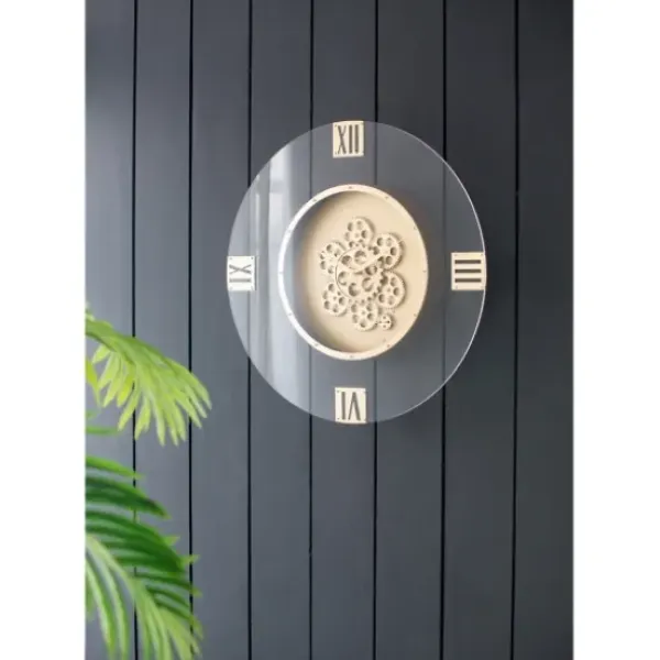 Clocks-Kirkland's Home Dark Gold Exposed Gearwork Wall Clock
