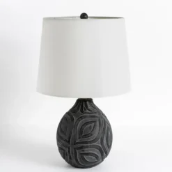 Table Lamps-Kirkland's Home Dark Gray Ceramic Leaf Table Lamp White