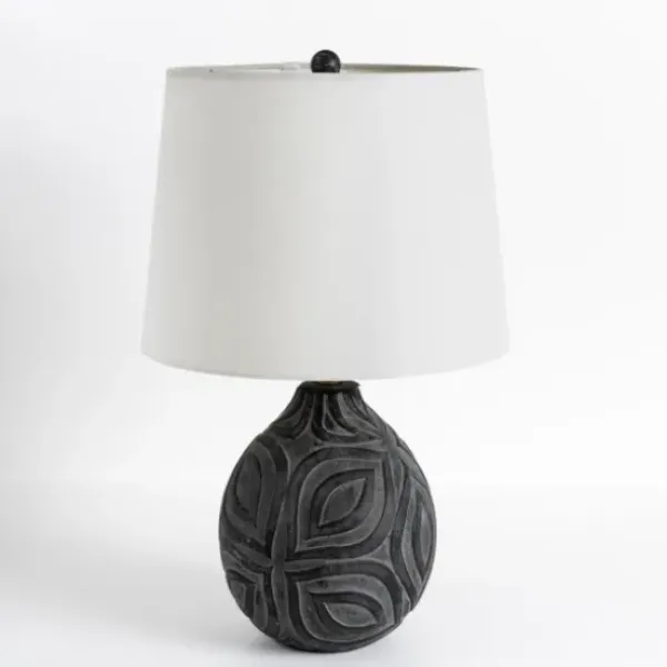 Table Lamps-Kirkland's Home Dark Gray Ceramic Leaf Table Lamp White