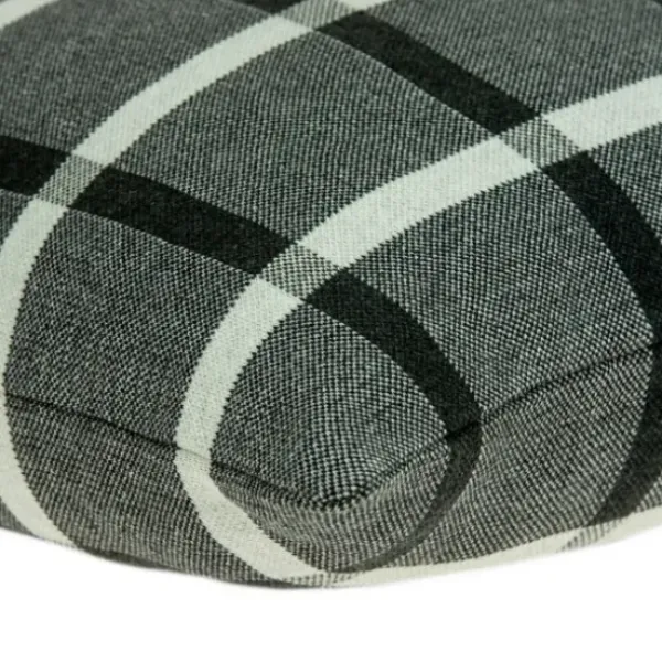Pillows-Kirkland's Home Dark Gray Plaid Knitted Pillow Gray/Black/White