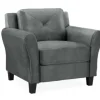 Accent Chairs-Kirkland's Home Dark Kelly Microfiber Rolled Arm Chair Gray