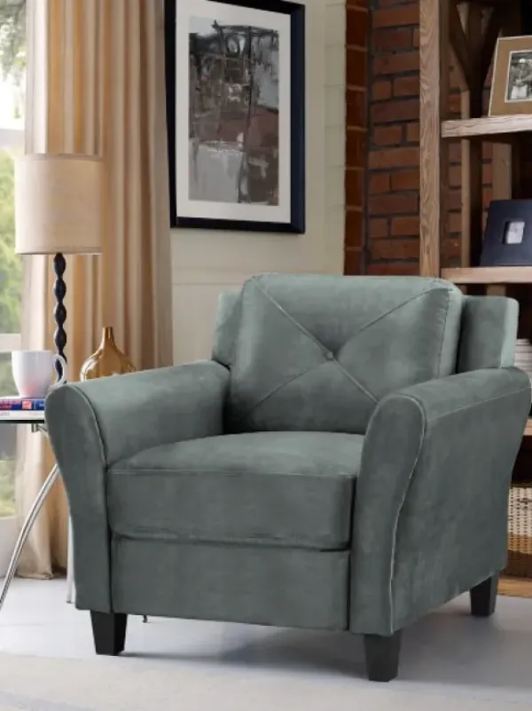 Accent Chairs-Kirkland's Home Dark Kelly Microfiber Rolled Arm Chair Gray