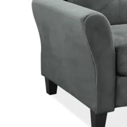 Accent Chairs-Kirkland's Home Dark Kelly Microfiber Rolled Arm Chair Gray