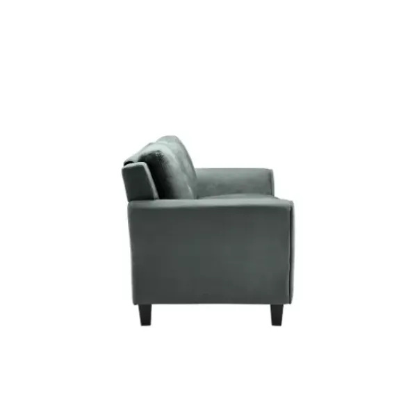 Sofas & Loveseats-Kirkland's Home Dark Kelly Microfiber Rolled Arm Loveseat Gray