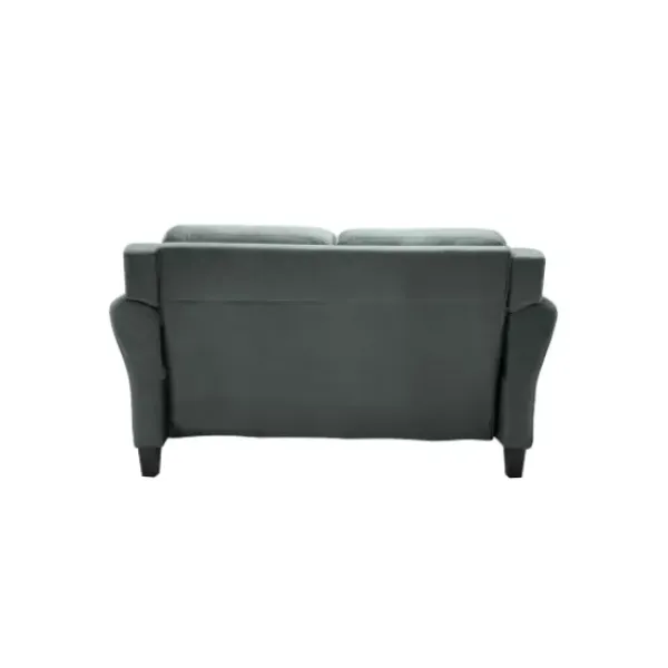 Sofas & Loveseats-Kirkland's Home Dark Kelly Microfiber Rolled Arm Loveseat Gray