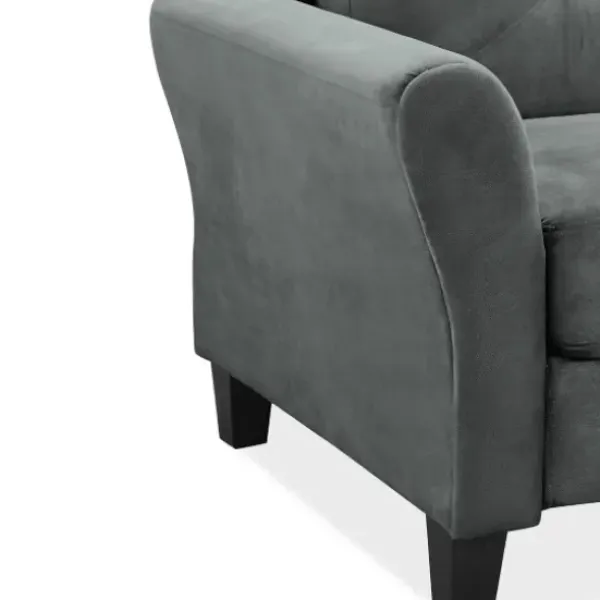 Sofas & Loveseats-Kirkland's Home Dark Kelly Microfiber Rolled Arm Loveseat Gray