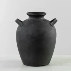 Vases-Kirkland's Home Dark Mango Wood Vase, 8 In. Gray