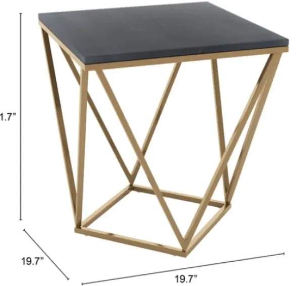 Accent & End Tables-Kirkland's Home Dark Marble And Gold Geometric Accent Table Gray
