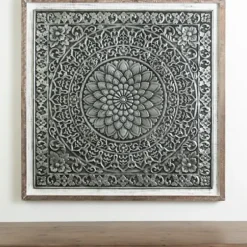 Wall Plaques-Kirkland's Home Dark Medallion Wood And Metal Wall Plaque Gray