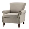 Accent Chairs-Kirkland's Home Dark Miriam Nailhead Trim Armchair Gray
