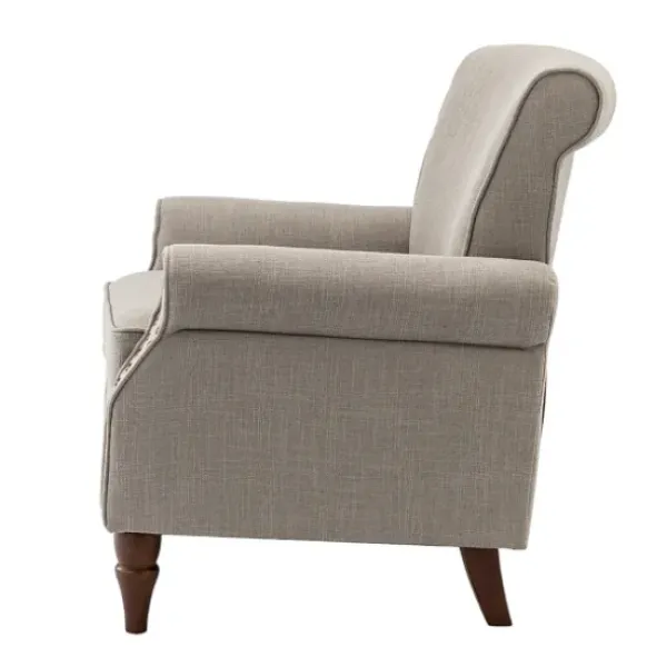 Accent Chairs-Kirkland's Home Dark Miriam Nailhead Trim Armchair Gray