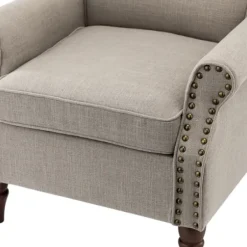 Accent Chairs-Kirkland's Home Dark Miriam Nailhead Trim Armchair Gray