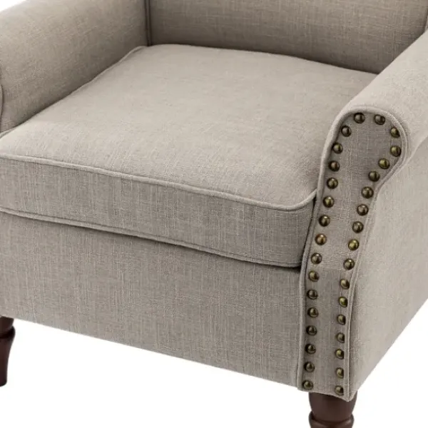 Accent Chairs-Kirkland's Home Dark Miriam Nailhead Trim Armchair Gray