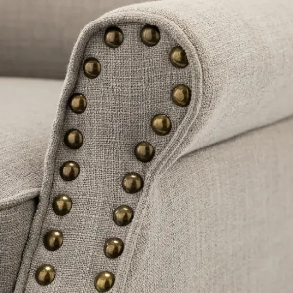 Accent Chairs-Kirkland's Home Dark Miriam Nailhead Trim Armchair Gray