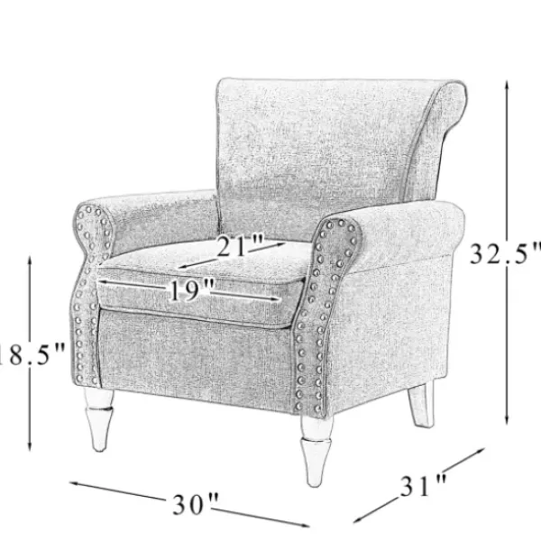 Accent Chairs-Kirkland's Home Dark Miriam Nailhead Trim Armchair Gray