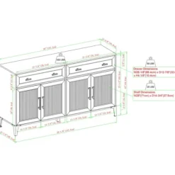 Cabinets & Sideboards-Kirkland's Home Dark Oak Fluted Glass Sideboard Cabinet Brown