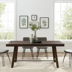 Dining Tables-Kirkland's Home Dark Oak Wood Rustic Dining Table