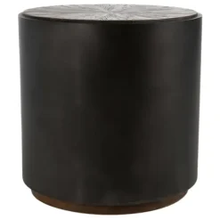 Accent & End Tables-Kirkland's Home Dark Reclaimed Elm Wood Drum Accent Table