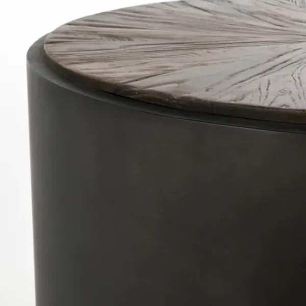 Accent & End Tables-Kirkland's Home Dark Reclaimed Elm Wood Drum Accent Table