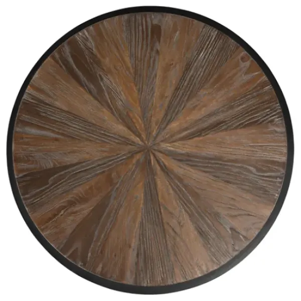 Accent & End Tables-Kirkland's Home Dark Reclaimed Elm Wood Drum Accent Table