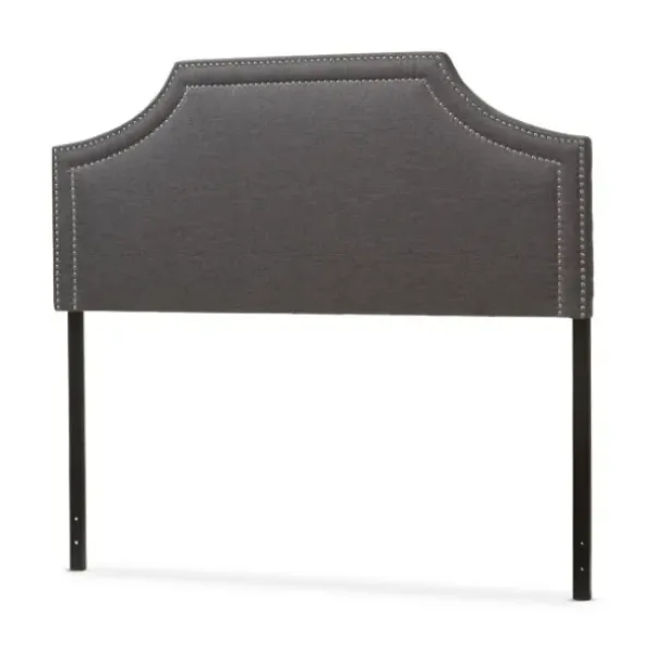 Beds & Headboards-Kirkland's Home Dark Scalloped Corner Queen Headboard Gray