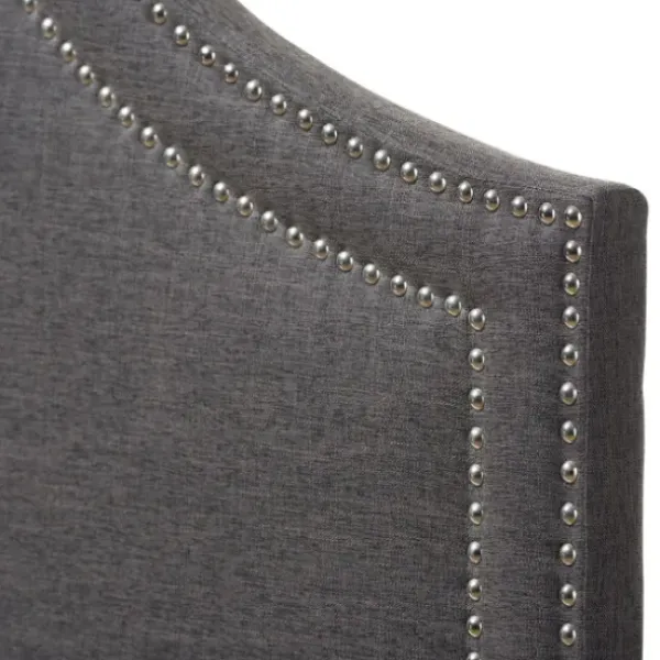Beds & Headboards-Kirkland's Home Dark Scalloped Corner Queen Headboard Gray