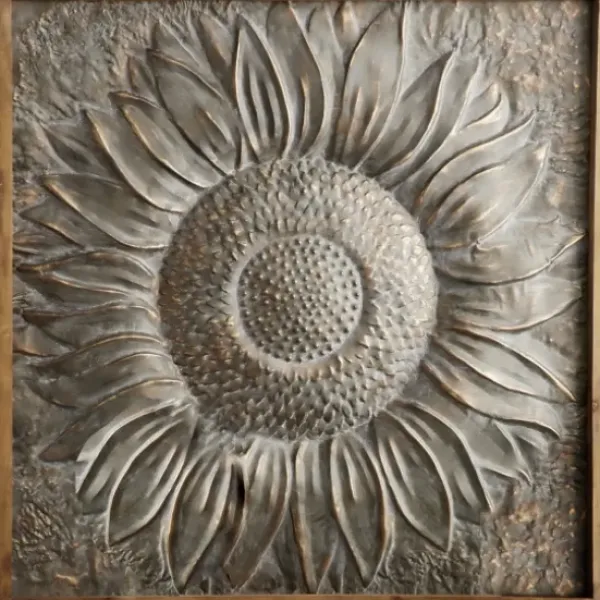 Wall Plaques-Kirkland's Home Dark Silver Metal Sunburst Wood Frame Wall Plaque Gray