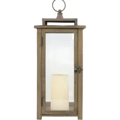 Lanterns-Kirkland's Home Dark Stain Distressed Lantern Brown