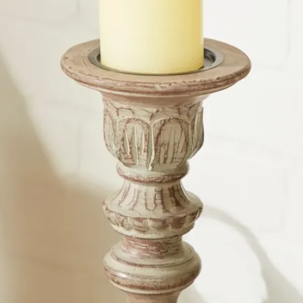 Candle Holders-Kirkland's Home Dark Stained Wood Candle Holders, Set Of 3 Gray