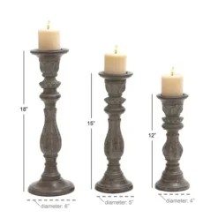 Candle Holders-Kirkland's Home Dark Stained Wood Candle Holders, Set Of 3 Gray