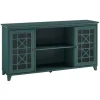 Cabinets & Sideboards-Kirkland's Home Dark Teal Fretwork 2-Door Sideboard Blue